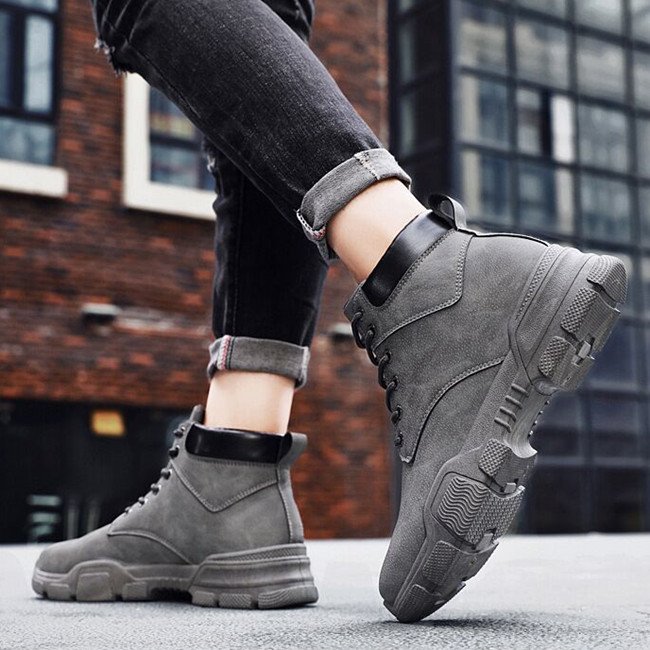 Leisure outdoor men's ankle boots big size lace-up casual hiking boots comfortable walking style boots for men