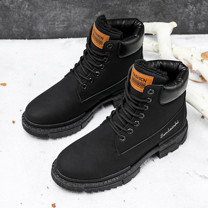 New Men's High top Lace up Style Thickened Martin Boots Workwear Leather Boots