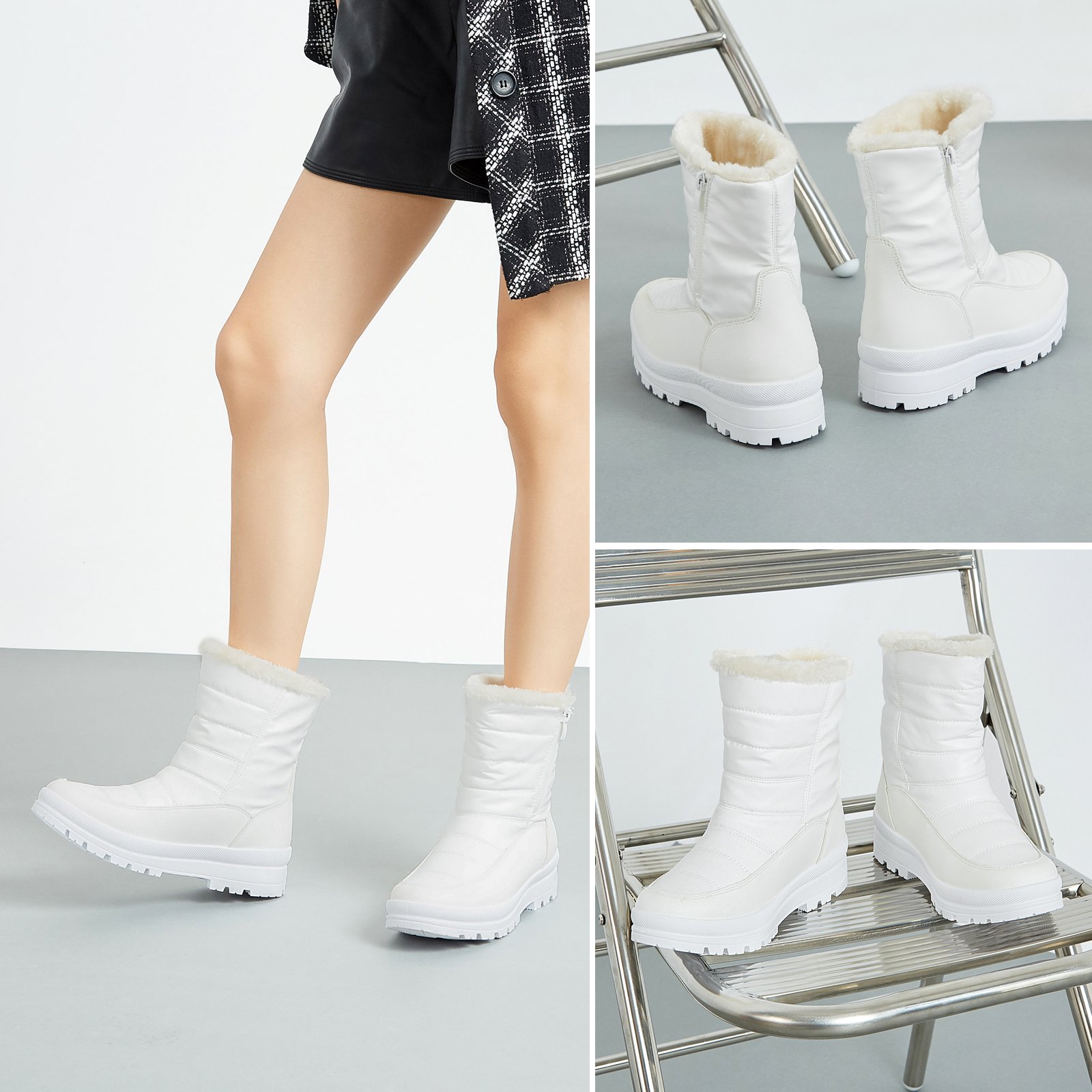 Wholesales Warm Snow OEM Custom Ankle Snow Leather Boots Furry Boots for women Women's Fur Boots
