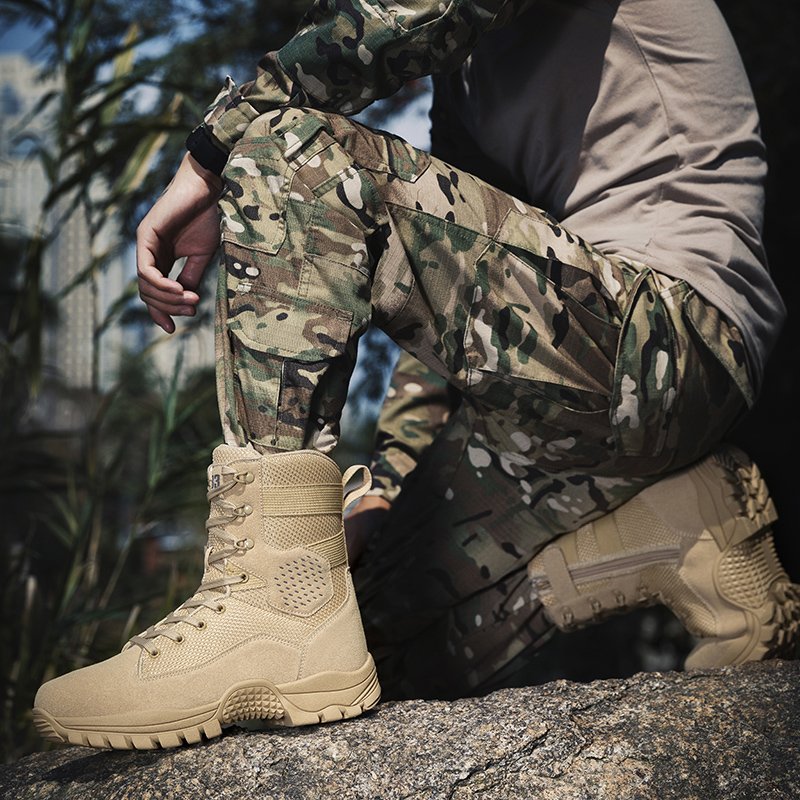China Factory Customized High Top Tactical Boots Waterproof Winter Camouflage Pattern Light Weight Summer Outdoor Desert Zip