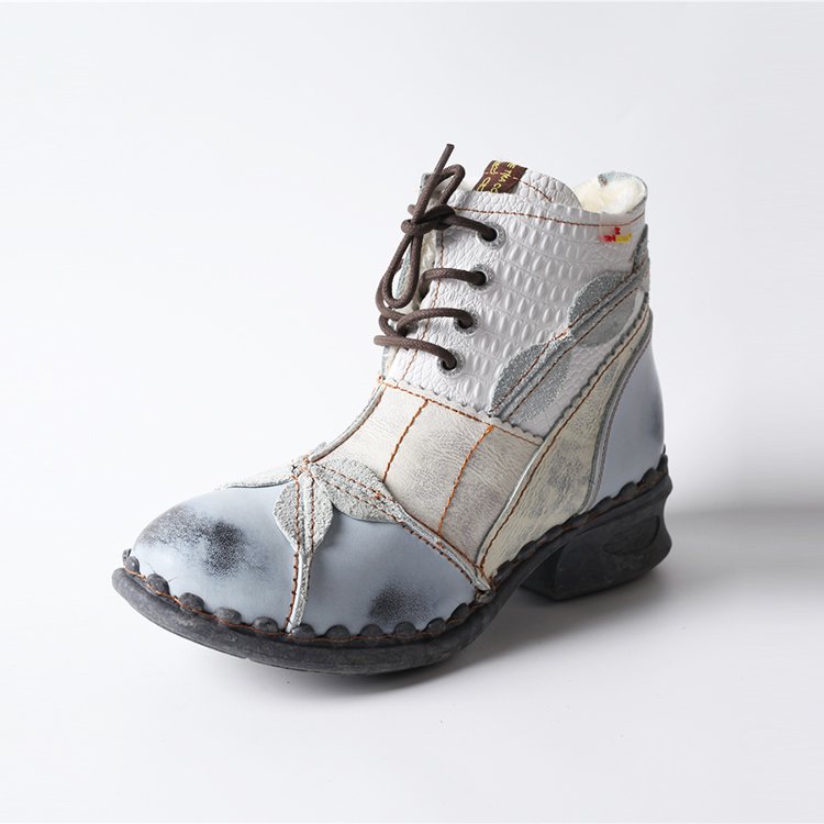 Wholesale Fashion Women's Winter Low-Heeled Non-Slip Comfortable Ankle Boots Made Of Genuine Leather Plus Size Boots