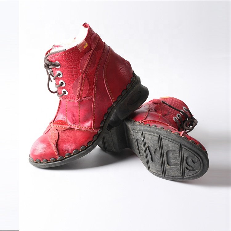 Wholesale Fashion Women's Winter Low-Heeled Non-Slip Comfortable Ankle Boots Made Of Genuine Leather Plus Size Boots