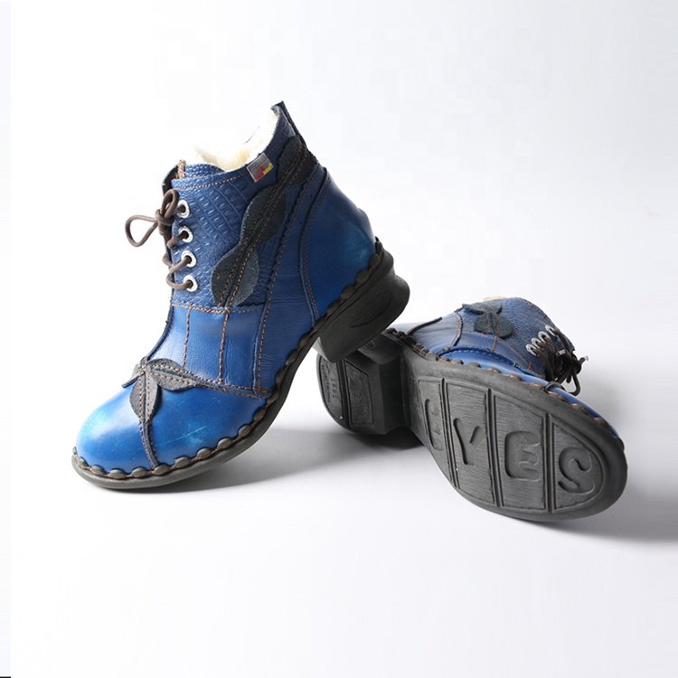 Wholesale Fashion Women's Winter Low-Heeled Non-Slip Comfortable Ankle Boots Made Of Genuine Leather Plus Size Boots