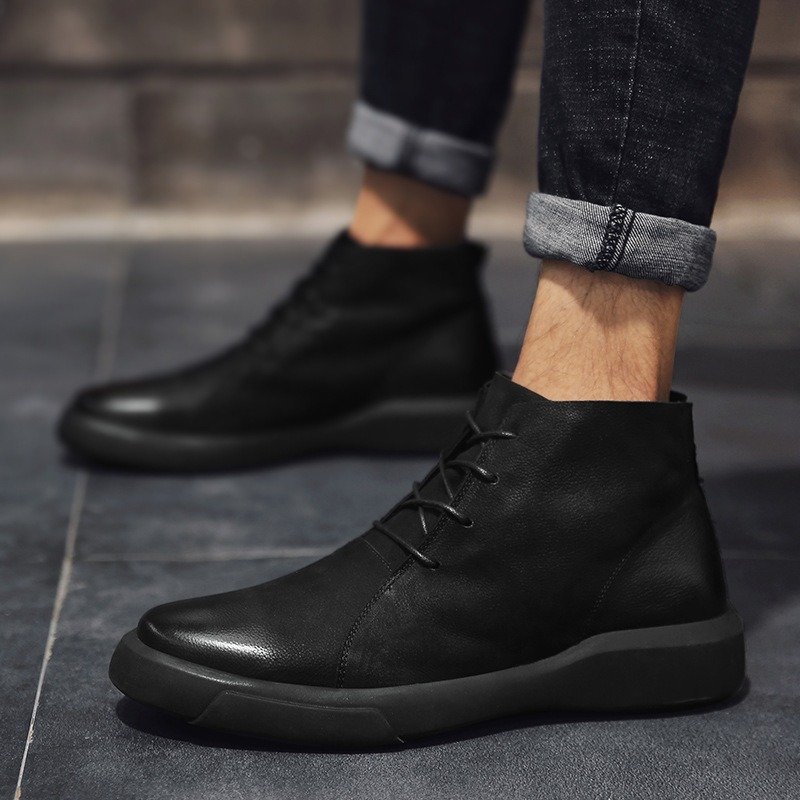 New British Retro Men's Boots High Quality Genuine Leather Tooling Boots Couple Ankle Boots for Men