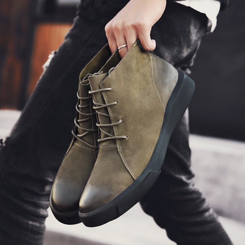 New British Retro Men's Boots High Quality Genuine Leather Tooling Boots Couple Ankle Boots for Men