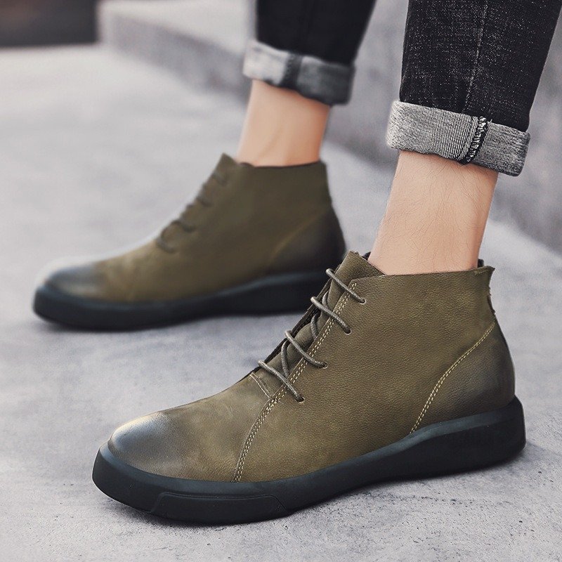 New British Retro Men's Boots High Quality Genuine Leather Tooling Boots Couple Ankle Boots for Men