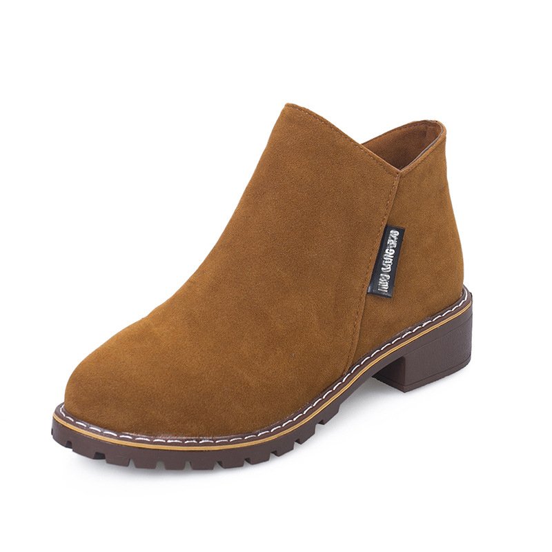 Wholesale New Styles Ladies Fashion Comfortable Short Boots Women Suede Leather Low Heel Ankle Boots with Side Zipper