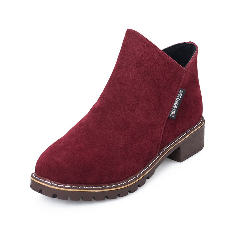 Wholesale New Styles Ladies Fashion Comfortable Short Boots Women Suede Leather Low Heel Ankle Boots with Side Zipper