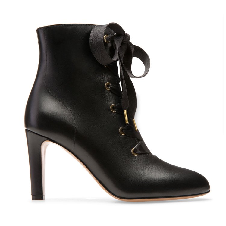OEM designer shoes factory fashion winter lace up genuine leather chunky high heel boot for women ladies heel shoes
