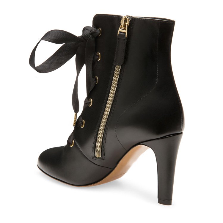 OEM designer shoes factory fashion winter lace up genuine leather chunky high heel boot for women ladies heel shoes