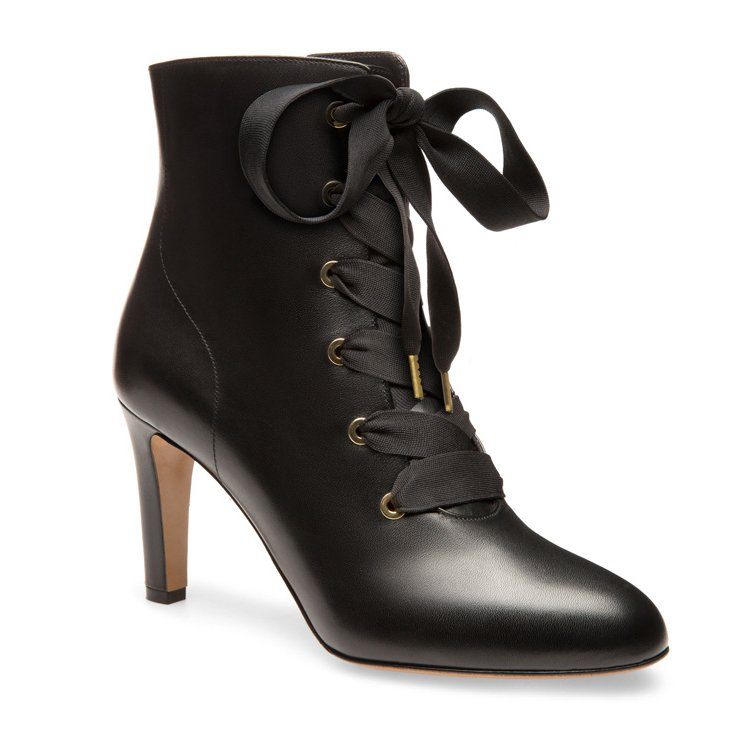 OEM designer shoes factory fashion winter lace up genuine leather chunky high heel boot for women ladies heel shoes