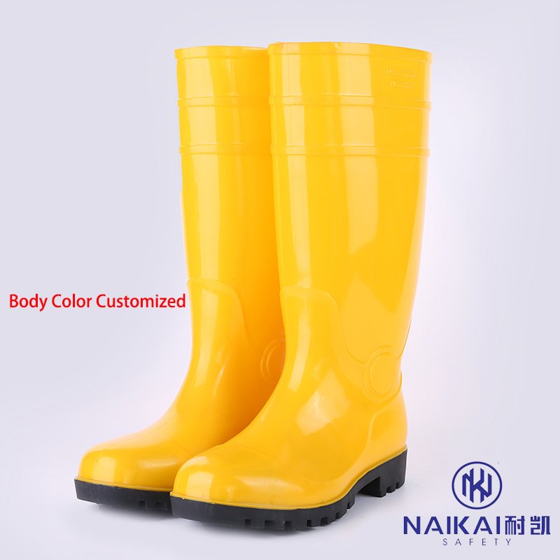 Safety Toe And Sole Competitive Price PVC Steel Toe Steel Plate Pvc Safety Rain Boots