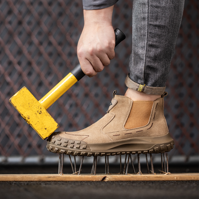 Genuine Leather Anti-slip industrial safety shoes Worker Men Work Steel Toe Boots