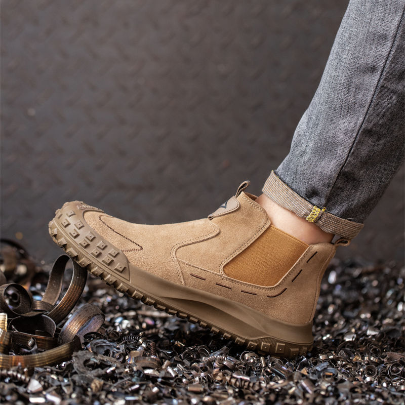 Genuine Leather Anti-slip industrial safety shoes Worker Men Work Steel Toe Boots