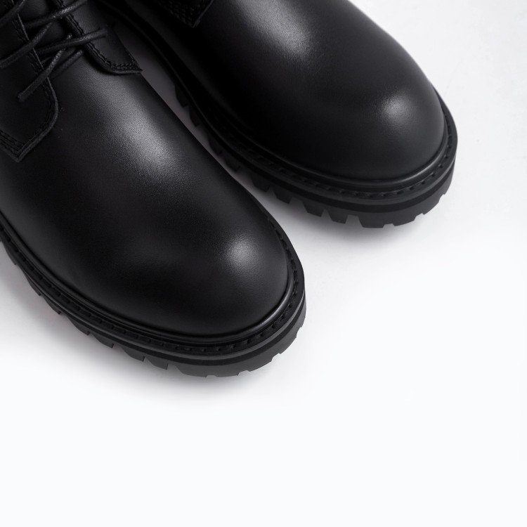 designer Classic Black Knee High Lace Up Winter Genuine Leather platform flat martin Boot women's boots for ladies long boots