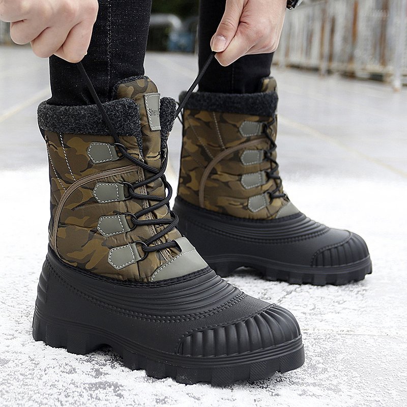 Winter Waterproof Men hiking Electrically Heated Shoes Fluffy Fashion Shoes Warm Snow Boots