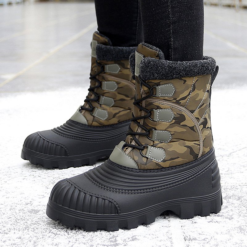Winter Waterproof Men hiking Electrically Heated Shoes Fluffy Fashion Shoes Warm Snow Boots