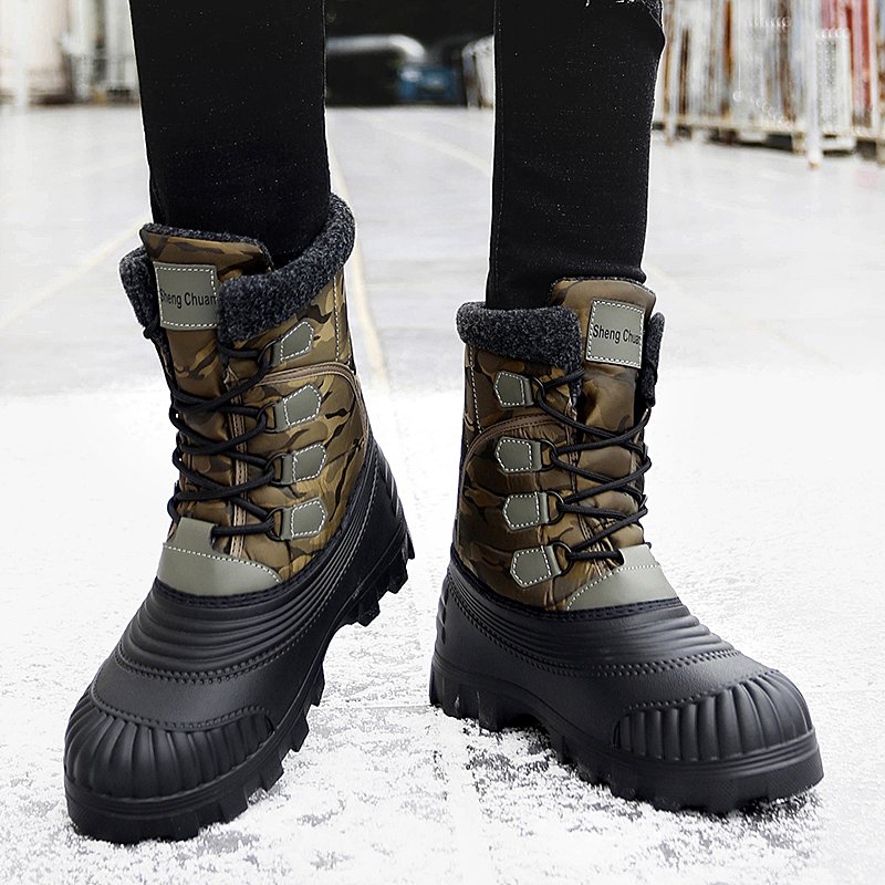 Winter Waterproof Men hiking Electrically Heated Shoes Fluffy Fashion Shoes Warm Snow Boots
