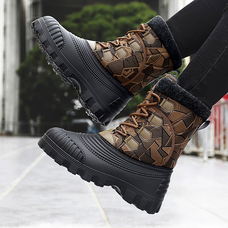 Winter Waterproof Men hiking Electrically Heated Shoes Fluffy Fashion Shoes Warm Snow Boots
