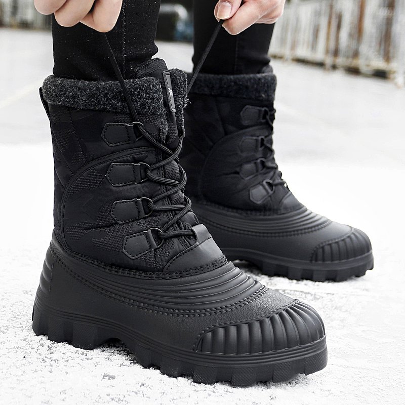 Winter Waterproof Men hiking Electrically Heated Shoes Fluffy Fashion Shoes Warm Snow Boots