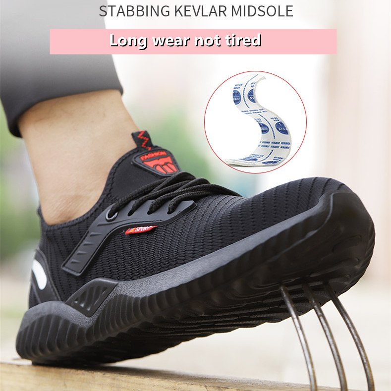 Hot Selling Industrial Protective Breathable Work Boot Casual Trainers Steel Toe Safety Shoes for Men Case Black Auto Mesh
