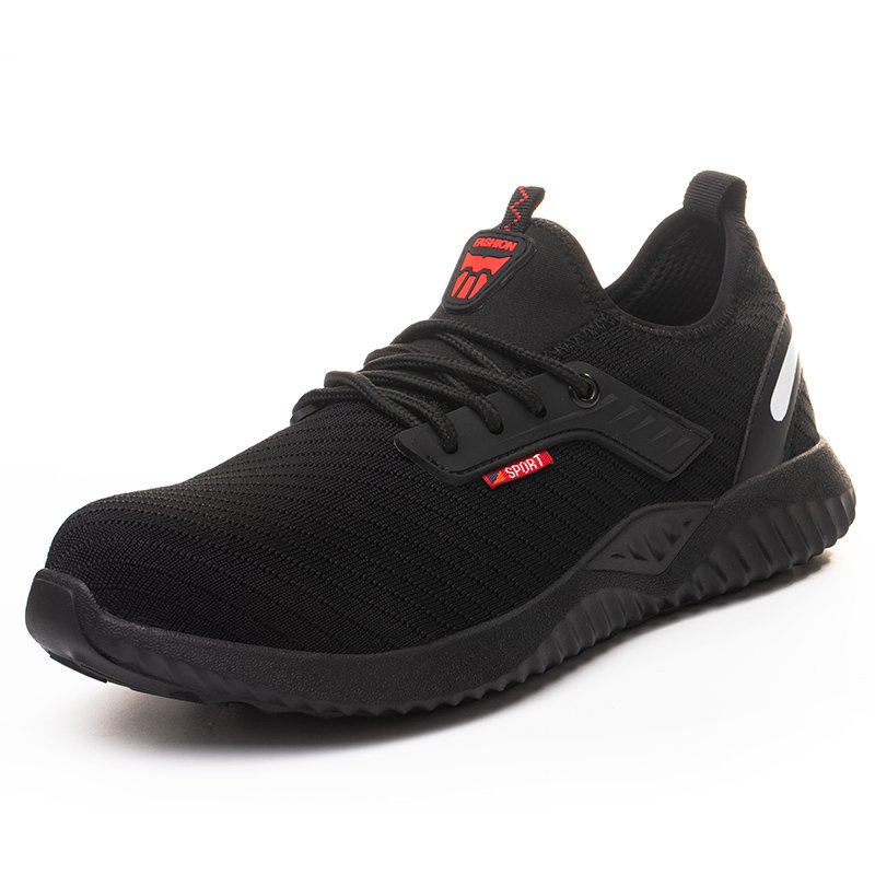 Hot Selling Industrial Protective Breathable Work Boot Casual Trainers Steel Toe Safety Shoes for Men Case Black Auto Mesh