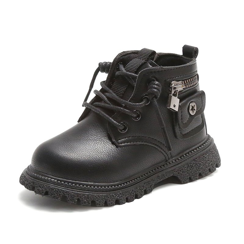 Martin boots for childrens' boys' shoes slip-resistant British girls' leather boots retro soft bottom baby leather flat sturdy s