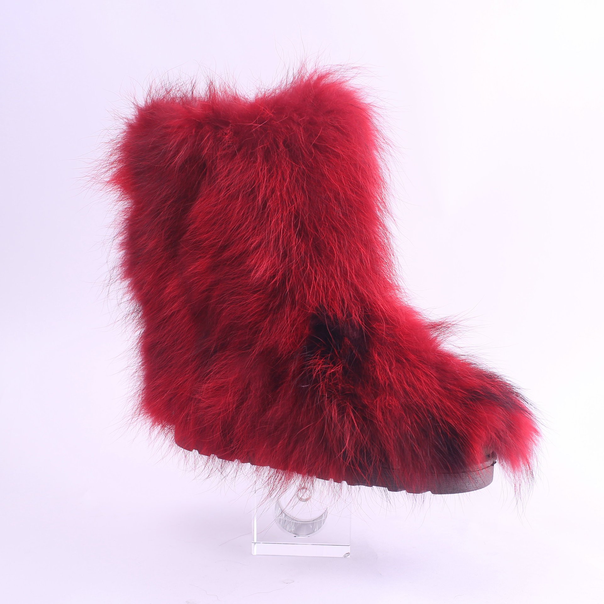 Real Raccoon Fur Boots Winter Warm Fuzzy Snow Boot Fashion Full Fox Fur Big Furry Fur Boot Womens Shoes Vendor