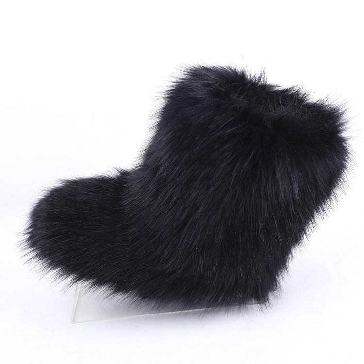 Real Raccoon Fur Boots Winter Warm Fuzzy Snow Boot Fashion Full Fox Fur Big Furry Fur Boot Womens Shoes Vendor