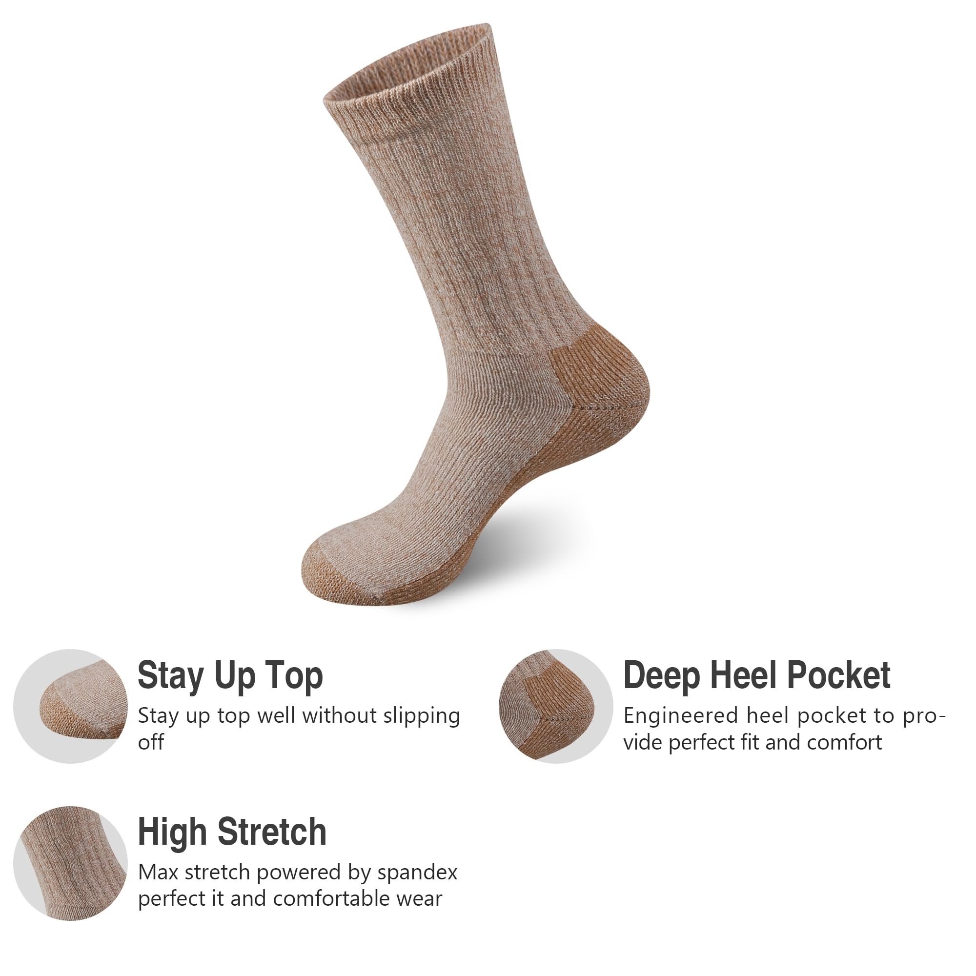 Padded Seamless Toe Merino Wool Outdoor Hiking Work Socks Women Men