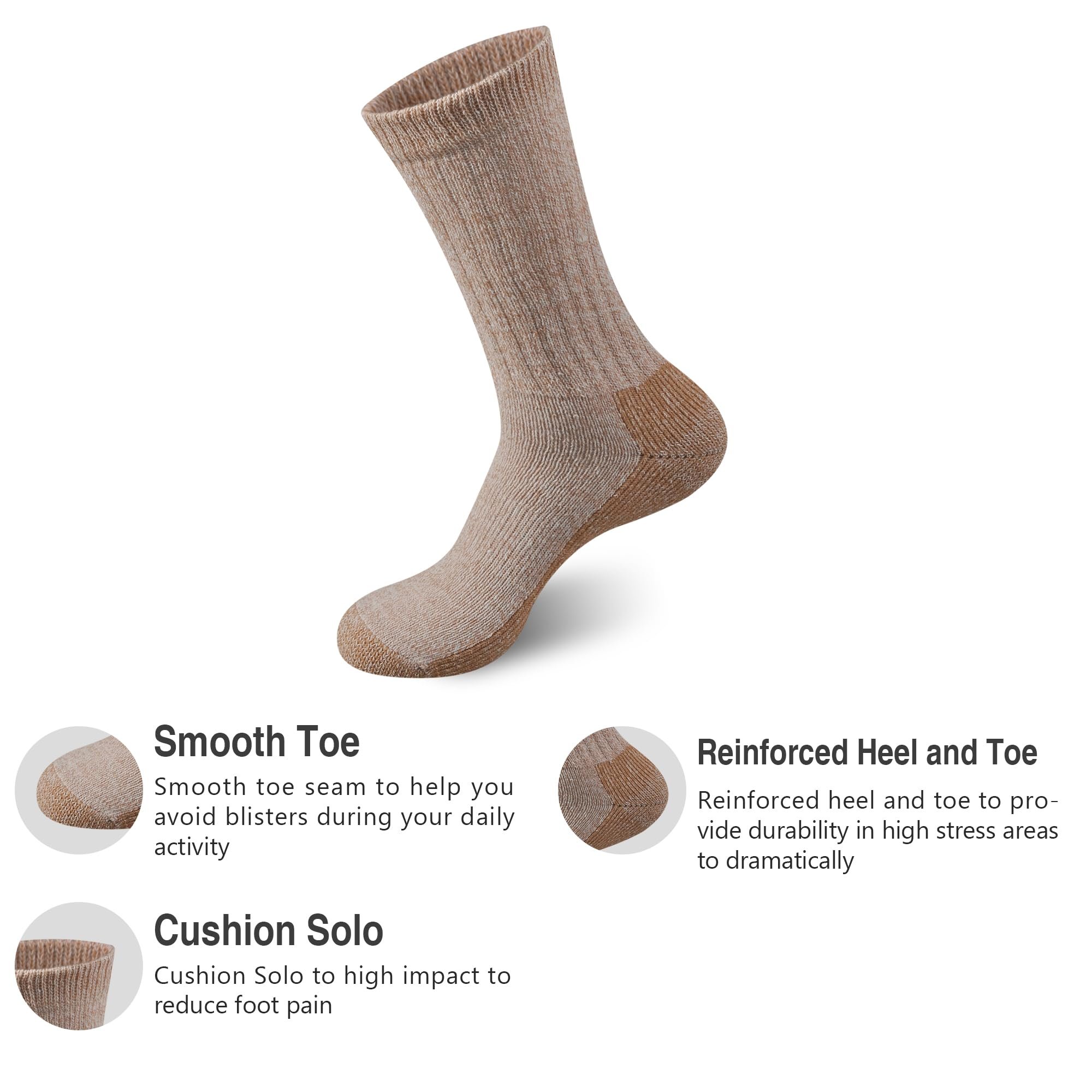 Padded Seamless Toe Merino Wool Outdoor Hiking Work Socks Women Men