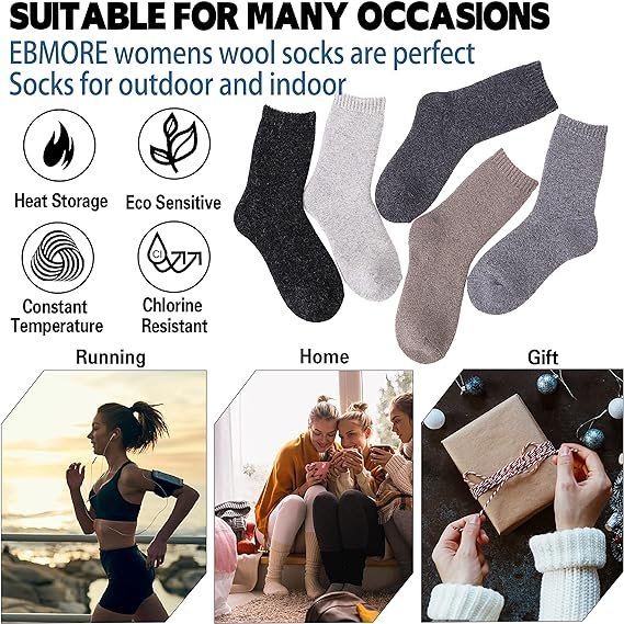 Padded Seamless Toe Merino Wool Outdoor Hiking Work Socks Women Men
