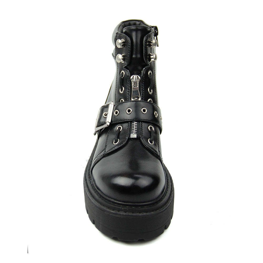 Winter thickening Leather boots women's high-heeled autumn and winter new boots thick bottom short tube women's boots