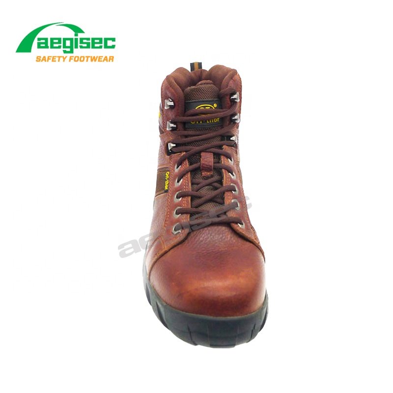 AEGISEC genuine leather sports safety shoes oil slip resistant rubber sole steel toe work boots