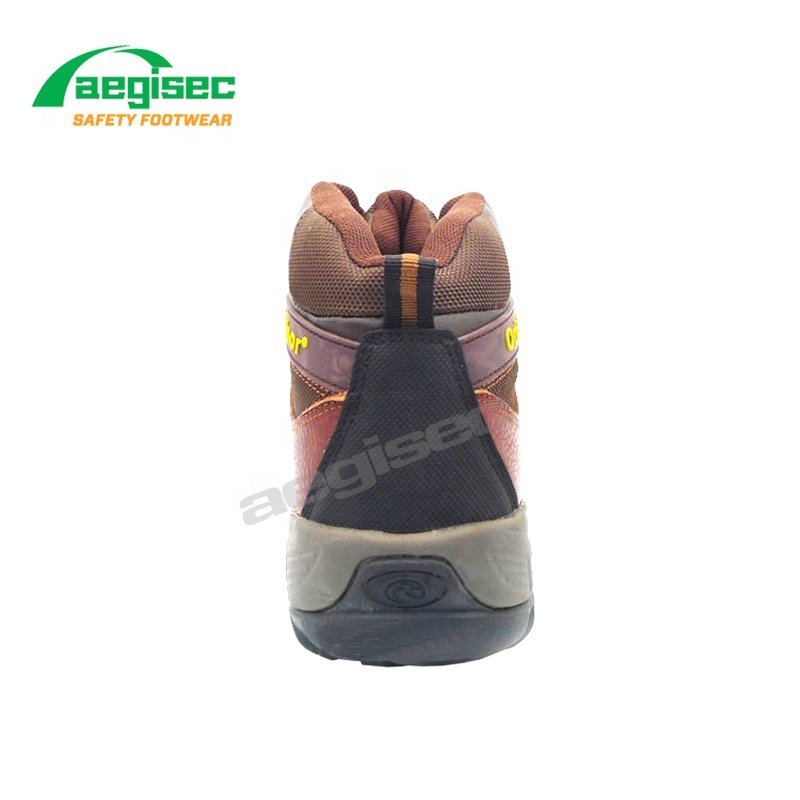 AEGISEC genuine leather sports safety shoes oil slip resistant rubber sole steel toe work boots
