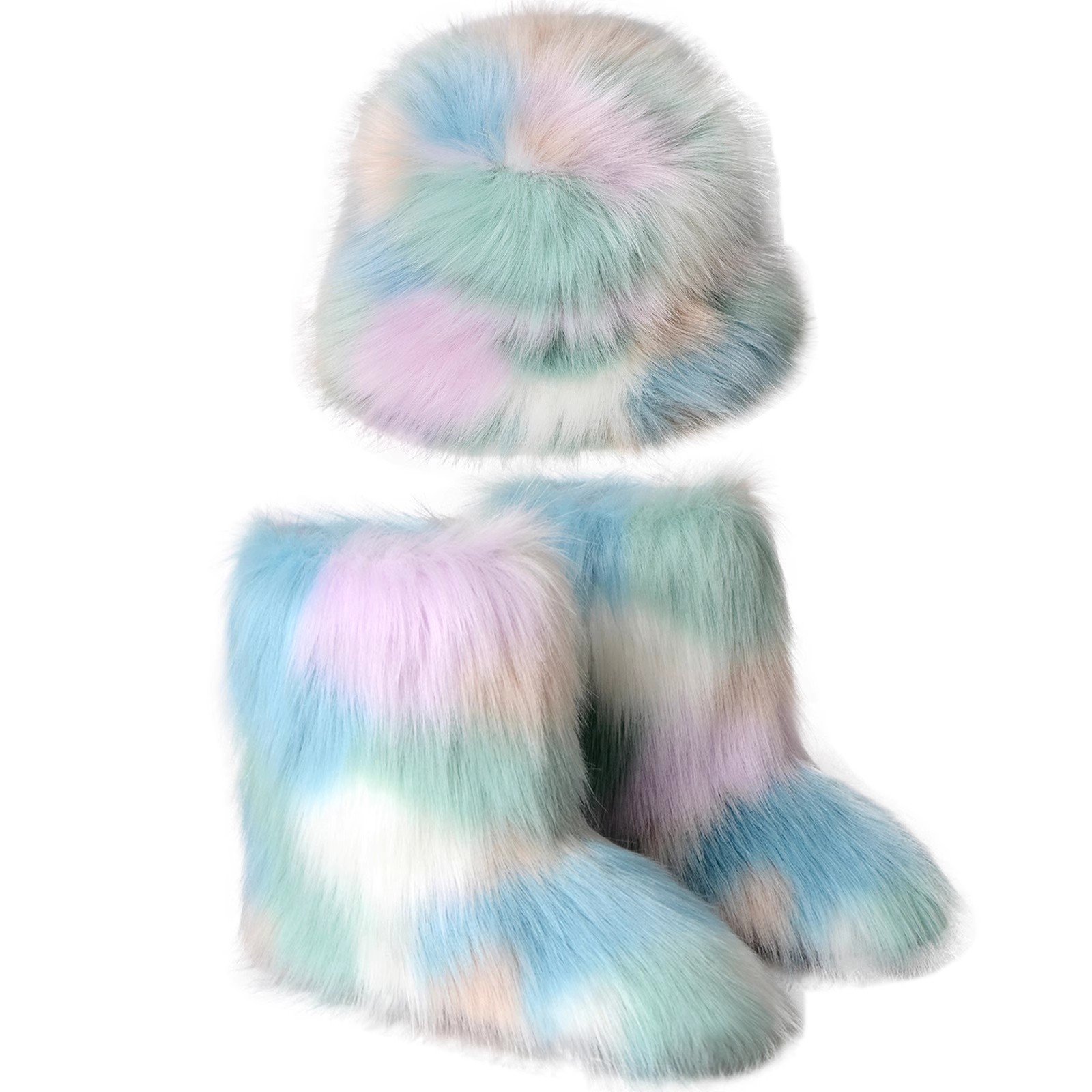 Wholesale Women's Fur Snow Boots Winter Warm Fluffy Faux Fur Fashionable Unisex Autumn Shoes Anti-Slippery Soft Rubber Insole