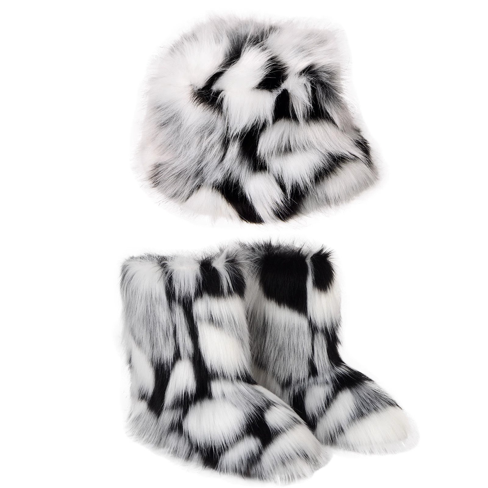 Wholesale Women's Fur Snow Boots Winter Warm Fluffy Faux Fur Fashionable Unisex Autumn Shoes Anti-Slippery Soft Rubber Insole
