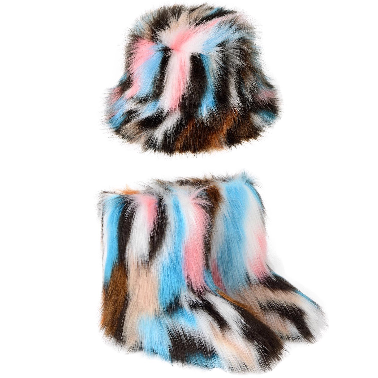 Wholesale Women's Fur Snow Boots Winter Warm Fluffy Faux Fur Fashionable Unisex Autumn Shoes Anti-Slippery Soft Rubber Insole