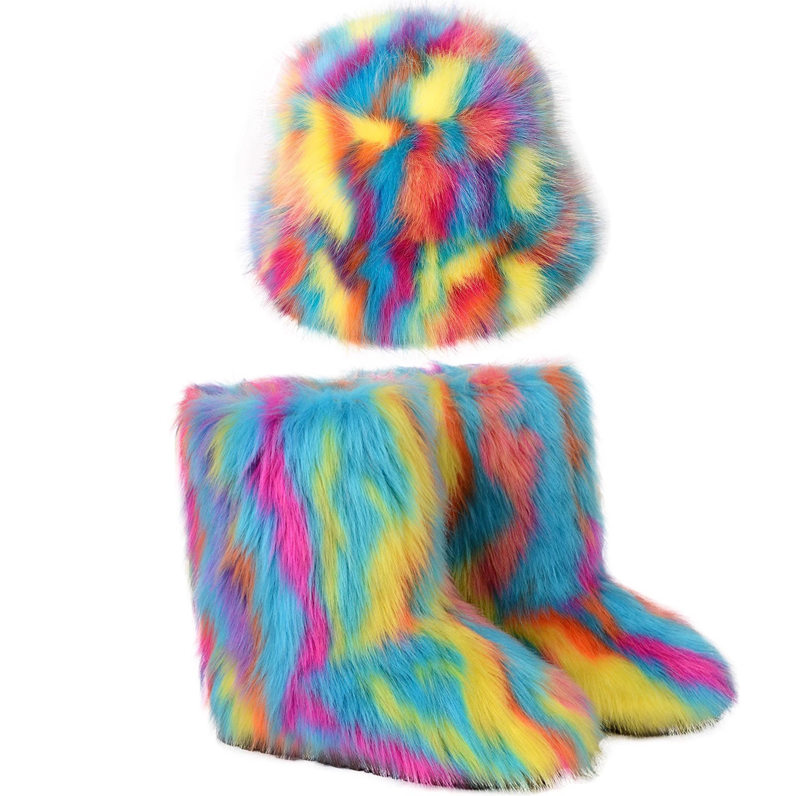 Wholesale Women's Fur Snow Boots Winter Warm Fluffy Faux Fur Fashionable Unisex Autumn Shoes Anti-Slippery Soft Rubber Insole
