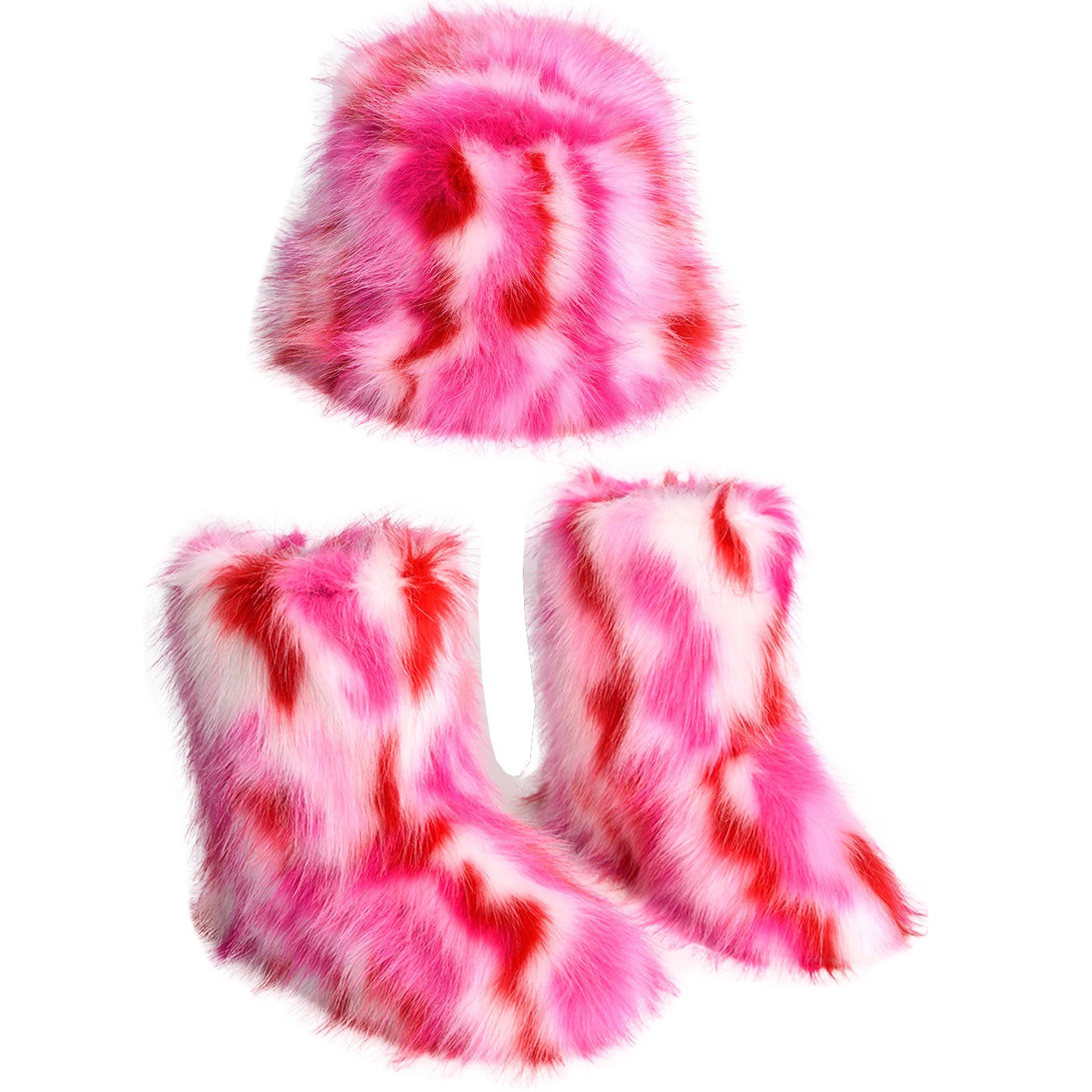 Wholesale Women's Fur Snow Boots Winter Warm Fluffy Faux Fur Fashionable Unisex Autumn Shoes Anti-Slippery Soft Rubber Insole