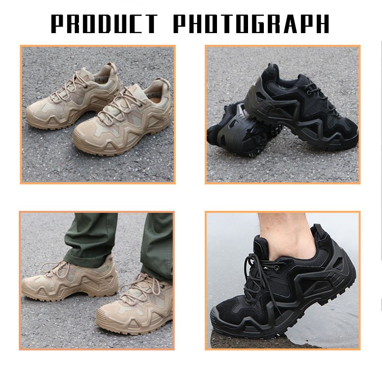 OBSHORSE Boots Camo Outdoor hiking Leather Cowhide Tactical Boots tactical shoes