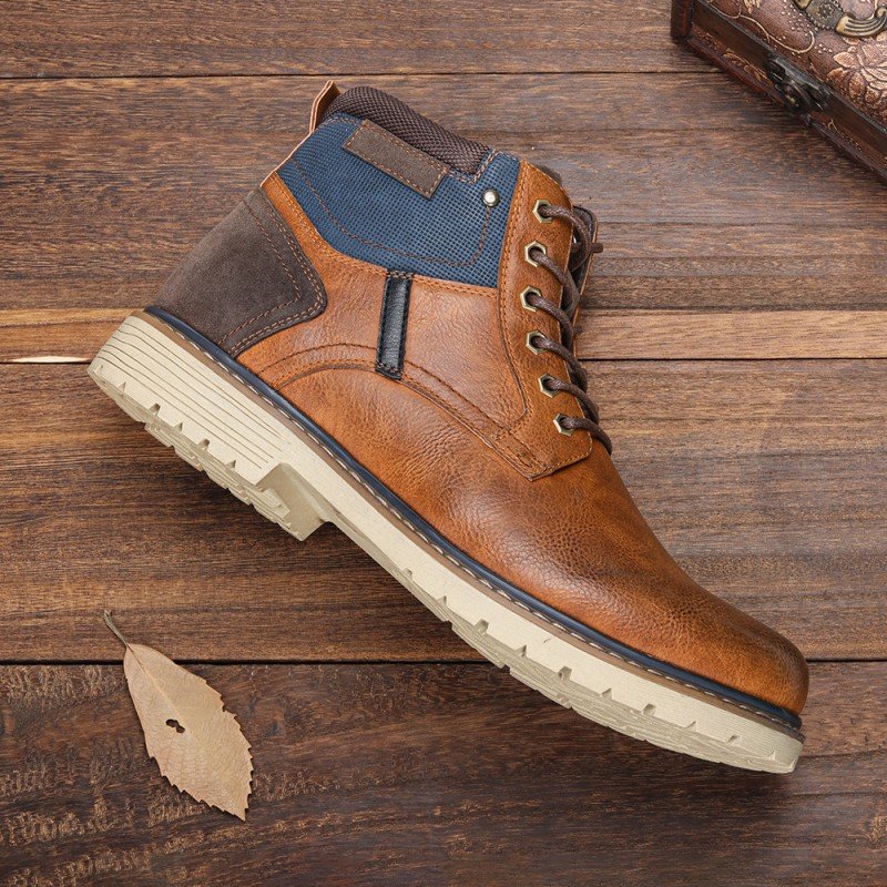 Dropshipping Custom Logo Winter Warm Snow Boots Fur Lining Mens Vintage Waterproof Hiking Boots for Men