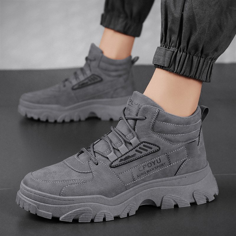 2024 martin boots men's shoes high-top waterproof non-slip work labor protection boots height increasing platform hiking boots