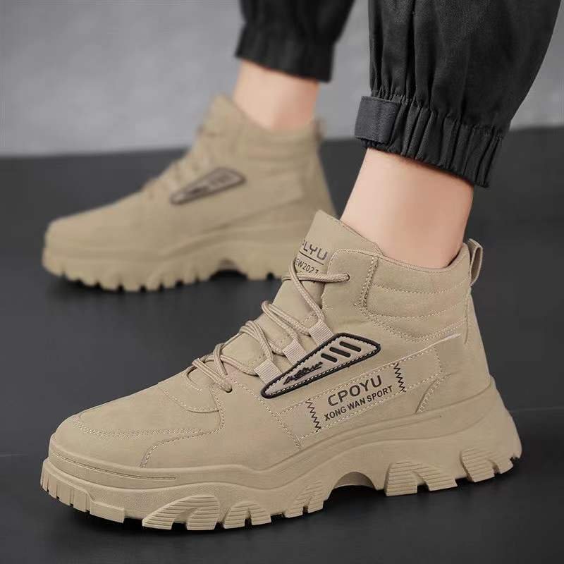 2024 martin boots men's shoes high-top waterproof non-slip work labor protection boots height increasing platform hiking boots