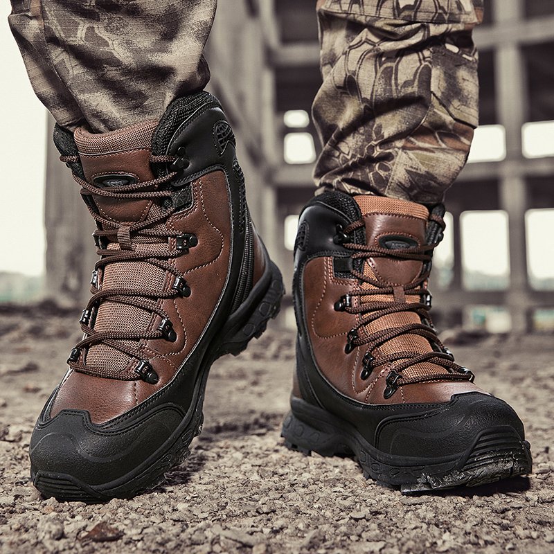 Men's Outdoor High-Top Riding Boots Waterproof and Warm Breathable for Summer Sports Hiking and Snow Riding for Winter Spring