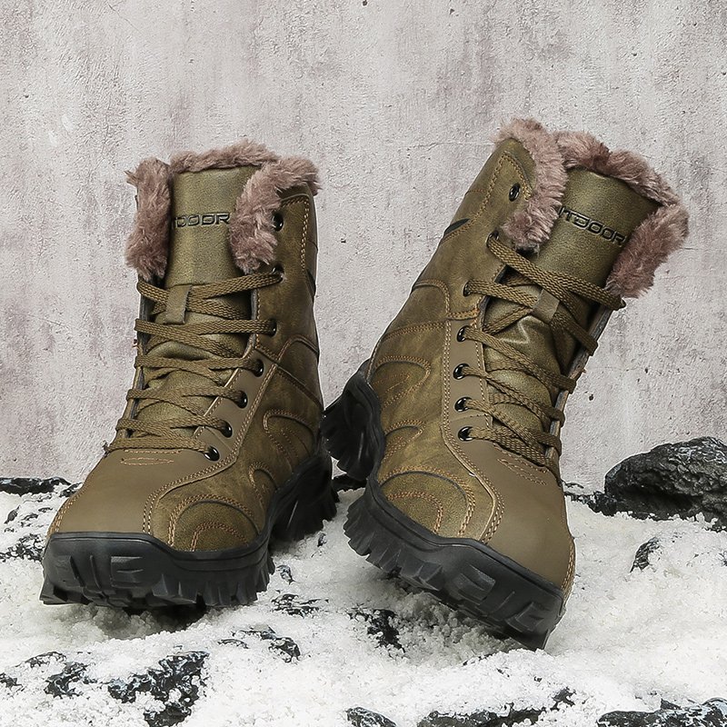 Size 40-48 High Quality Winter Men's Rubber Snow Boots Warm Working Lace Up Boot Shoes For Men Snowfield Adult Snow Boots
