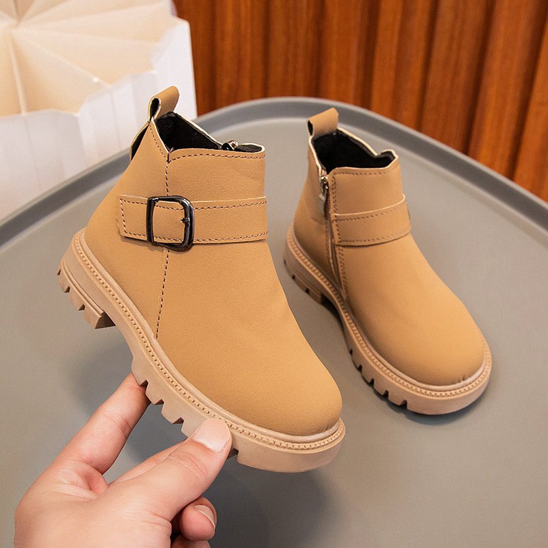 Conyson high quality kids korean fashion design soft strap candy color shoes boy girl autumn winter outdoor non-slip boot