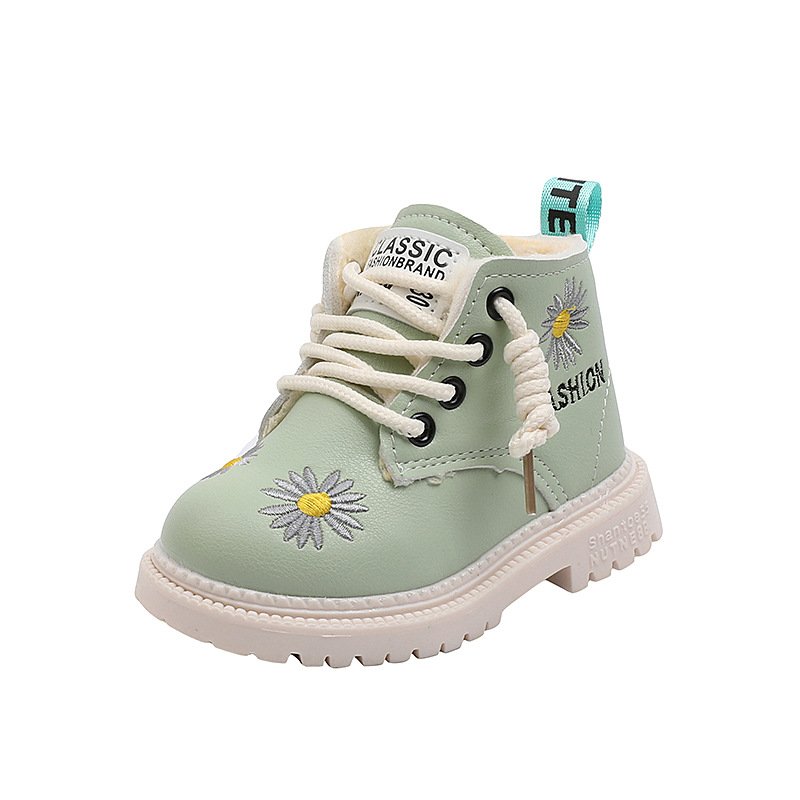 New Fashion Lace Up Winter Kids Snow Boots Flower Girls Boots Warm Thicken Cotton Outdoor Non-slip Casual Children's Shoes