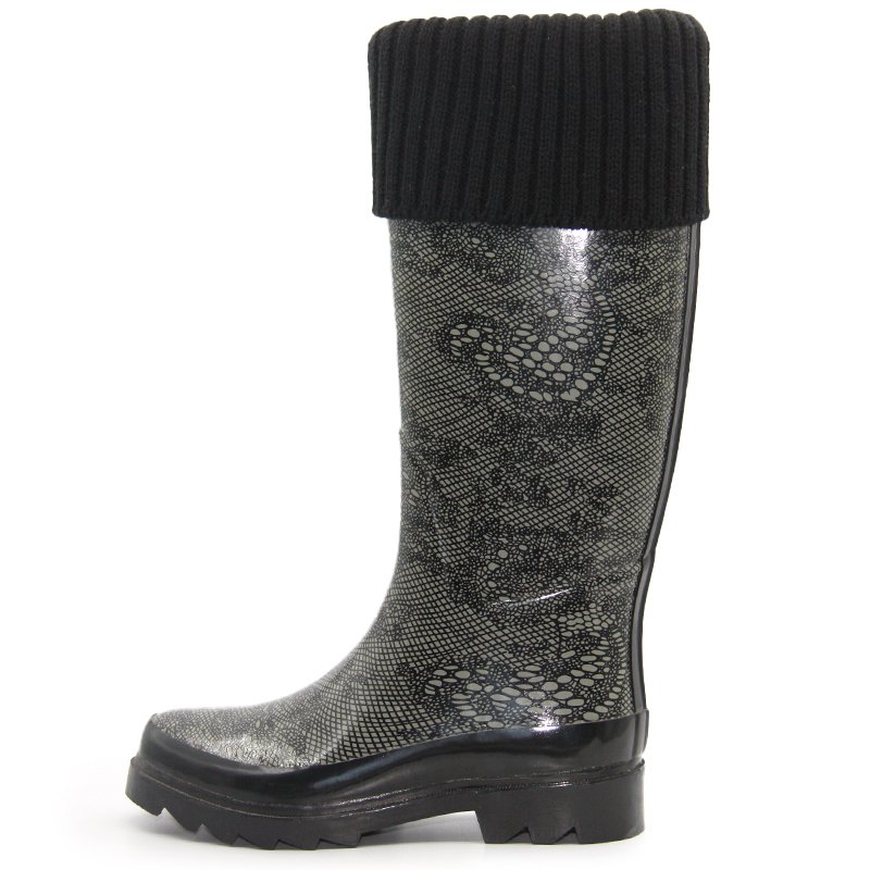 Custom print long horse riding boots women's hunting boots winter over the knee rain snow boots for woman wholesale
