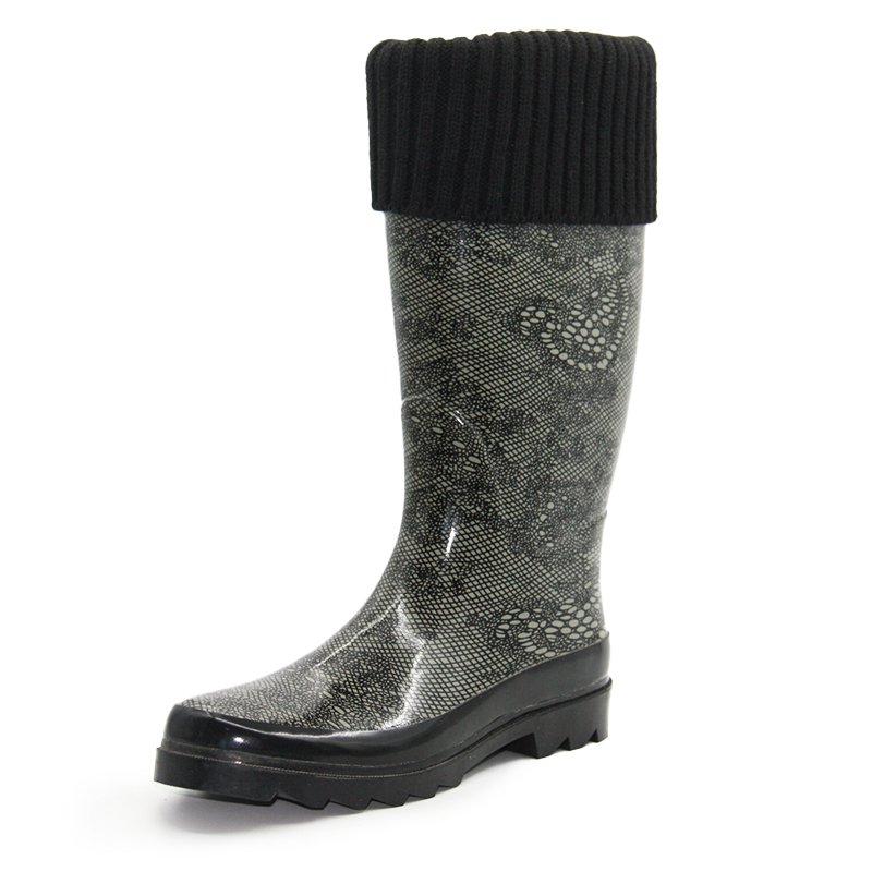 Custom print long horse riding boots women's hunting boots winter over the knee rain snow boots for woman wholesale